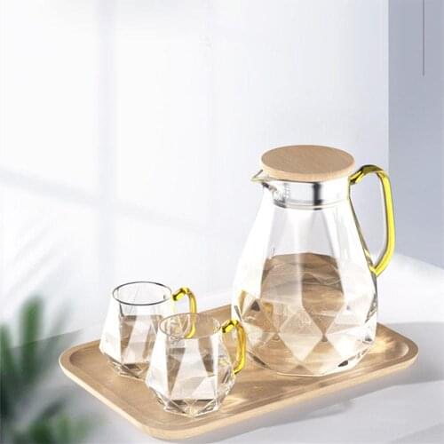 Diamond Glass Tea Set Teapot Hot Cold Water Jug Transparent Coffee Pot Kettle Water Bottle Jar Heat-Resistant Teapot Set SCIE999