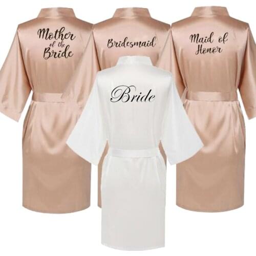 Rose Gold Satin Silk bride robe Wedding Robe Bridesmaid Bride Dressing Gown bridesmaid robes