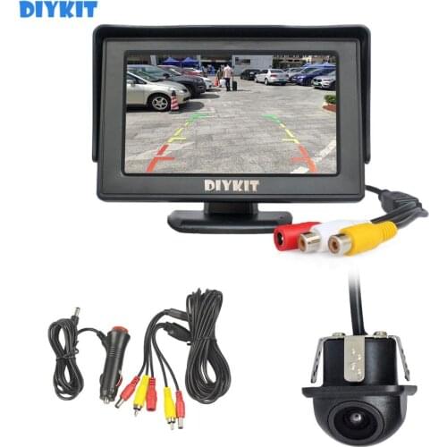 DIYKIT Wired 4.3inch HD LCD Display Rear View Monitor Car Monitor Mini Car Cam Rear View Car Camera Reversing System