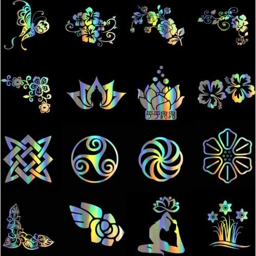 Car Sticker Beautiful Flowers Series Decorative Accessories Creative Sunscreen Waterproof PVC,15cm*15cm