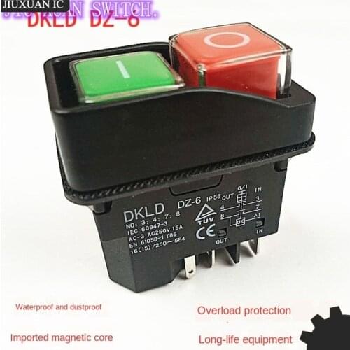 Brand original Small mixer red green switch dkld waterproof switch 5pin/4pin electromagnetic switch DZ-6 start stop button