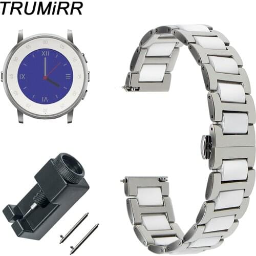 Quick Release Band Ceramic & Stainless Steel Strap for Pebble Time Round 20mm Huawei Watch 2 Bradley Timepiece Wrist Bracelet