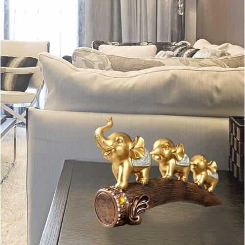 Elephant Decorative Figurines Golden Modern Office Luck Luxury Figurines Creativity Resin Ozdoby Do Pokoju Desk Accessories DM50