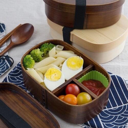 Wooden Lunch Box Sushi Bento Food For Kids Student Container Conservation Childrens Meal Prep Picnic Round Square Dinnerware