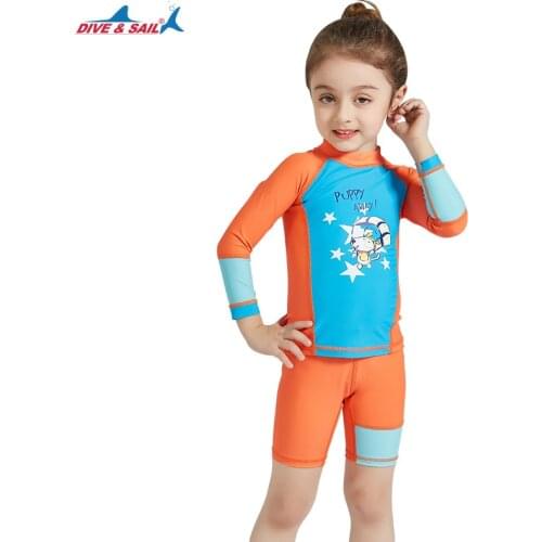 Childrens Two Piece Bathing Suit Rashguard Swimsuit Kids Long Sleeve Swimwear Wetsuit Quick Drying Diving Suit Snorkeling Suit