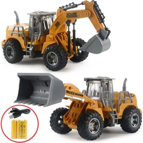 Children Puzzle Electric Wireless Remote Control Bulldozer USB Charge Excavator Construction Vehicle Model Toy Gift