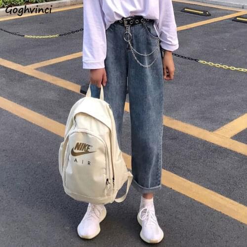 Jeans Women Denim Simple High Waist Loose Wide-leg Vintage Retro Trousers Leisure All-match Students Streetwear Ulzzang Female