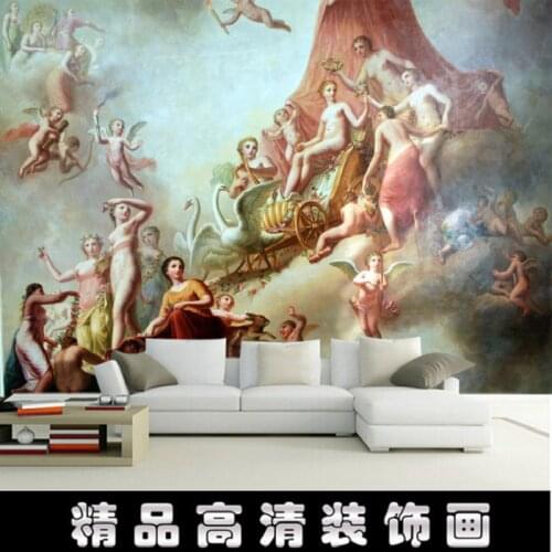 European Classical Beauty Angel Backdrop Decor Oil Painting Photo Wallpaper Murals for Living Room Bedroom Study Wall Paper 3D