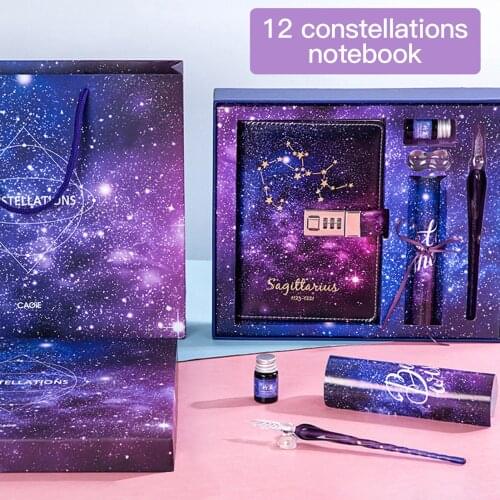 B6 Binder Leather Diary with Lock Digital Notebook Journal Constellation Daily Planner for Women Kids Girls