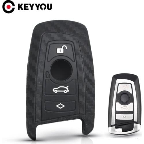 KEYYOU Carbon Silicone Car Key Case For BMW 1 2 3 4 5 6 7 M Series X3 X4 F20 F22 F30 F31 F36 F10 F11 F07 F12 F01 Fob Cover