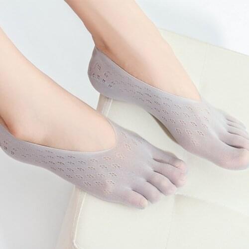 Toe Cool Seamless Deodorant Women Fashion Boat Solid Color Breathable Low Cut Five Finger Ankle Socks Invisible Hosiery Dancer