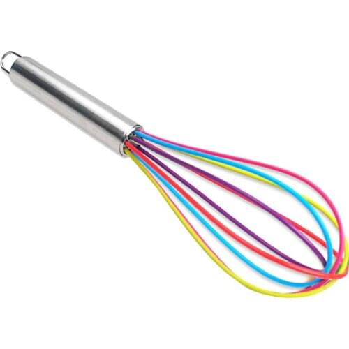 Colorful Silicone Whisk Frother Milk Cream Kitchen Utensils For Blending Stainless Steel Handle Mixer Stirring Tool