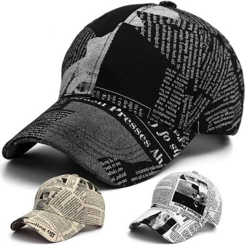 Fashion Doodle Newspaper Baseball Cap Letter Graffiti Printing Adjustable Sports Caps Men Women Cotton Retro Casual Hip Hop Hat