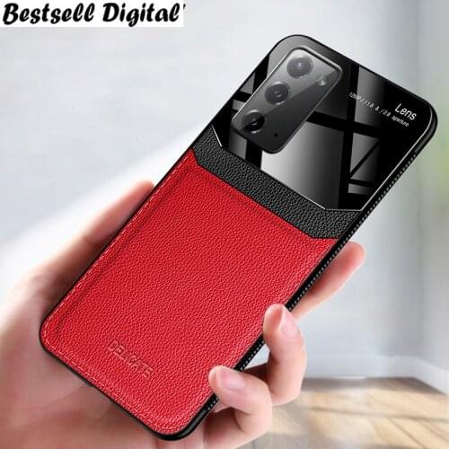 Fashion Shockproof Case for Samsung Note 20 20 Ultra Leather Tempered Glass Phone Back Cover for Galaxy Note 20 Ultra