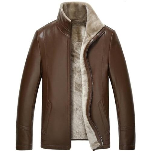 Mens 2020 Leather Jacket Wool Genuine Leather Jacket Fashion Brand Design Casual Slim Biker Winter Dermis Leather Jacket