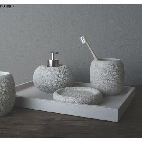 Four-piece Suit Ceramic Bathroom Couple Wash Set Liquid Soap Dispenser Toothbrush Holder Soap Dish Bath Accessories Supplies Set