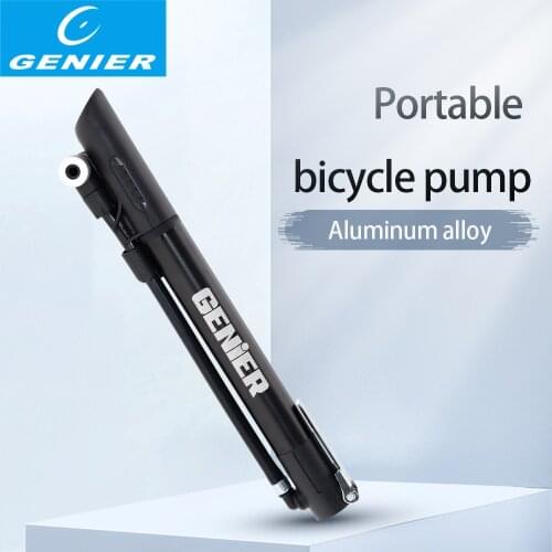 GENIER Mini Pump Portable Bicycle Air Pump Ball Toy Tire Inflator Valve MTB Bike Pump With Barometer Bicycle Parts
