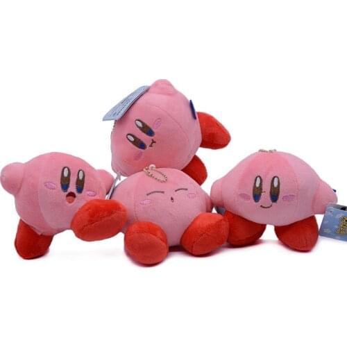NEW Kawaii Adventure Game 4 Styles Kirby Star Soft Stuffed Plush Dolls Cute Smile Angry Pink Keychain Kids Toys