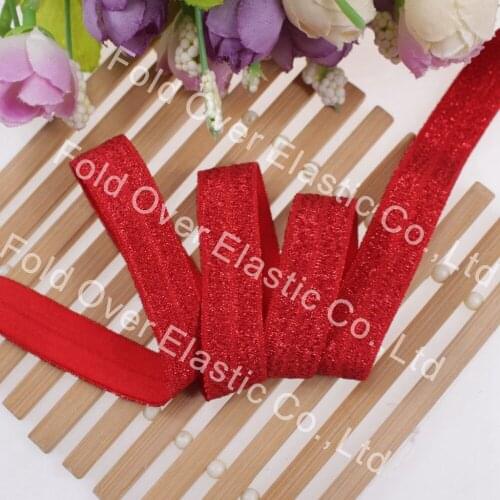 New! Red glitter folding thread foes elastic #90129 for girls hair tie headband, 100 yards/lot