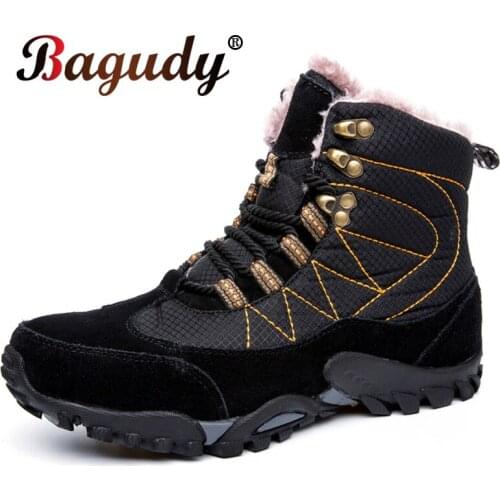 Super Warm Men Boots Hiking Boots Platform Snow Boots Men Thick Plush Waterproof Slip-resistant Winter Shoes Outdoor Work Shoes