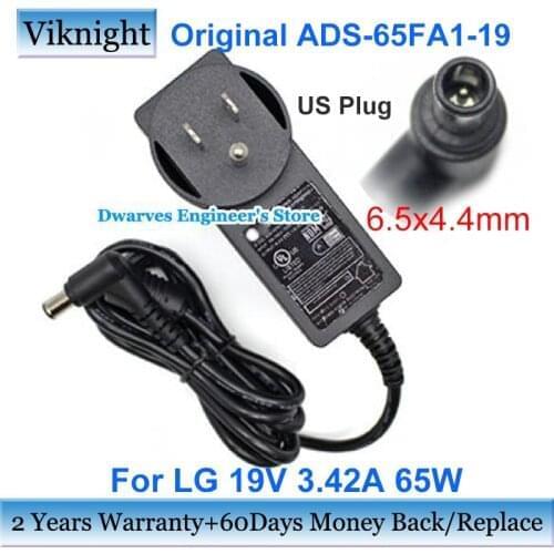Original For LG MONITOR Charger 19V 3.42A ADS-65FA1-19 19065EPCU-1 26LN460R M2780D-PZ Power Supply Adapter EAY65689604 DA-65G19