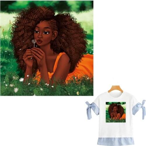 Patch Iron Beauty Girl Heat Transfer Thermal Press A-Level Washable Hoodies Tops Diy Vinyl Applique On Clothes