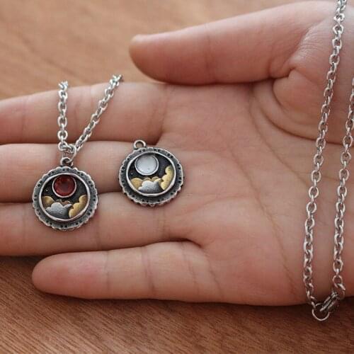 1pcs stainless steel Camping with Moon Stars necklace pendant the Grid Travel Hiking Pendant Landscape Nature Woodland Jewelry