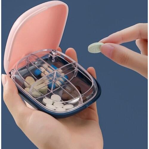 Portable Clamshell Four-cell Medicine Box Separated Sealed Medicine Storage Box Earrings Jewelry Dtorage Box