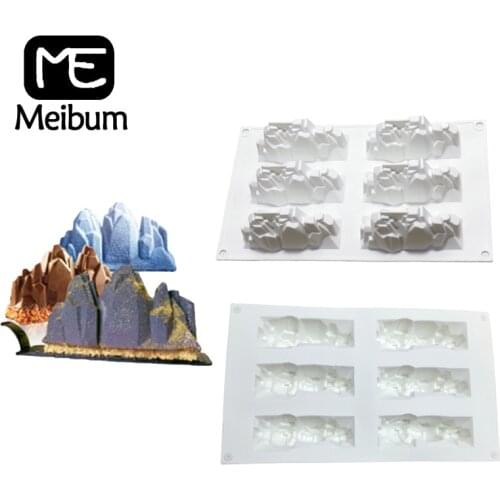 Meibum 6 Cavity Ice Cliff Mousse Dessert Cake Silicone Mold DIY Snow Mountain Fondant Chocolate Mould Decorating Bakeware