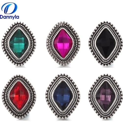 Mix Color Diamond Snap Button Charms Vintage Snap Jewelry Charms With Rhinestones LSSN239