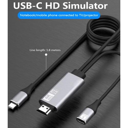 Stable Signal Plug and Play HDMI Converter Cable Portable PD 3.0 Female 4K 60HZ Type-c to HDMI Converter Cable for Phone Tablet