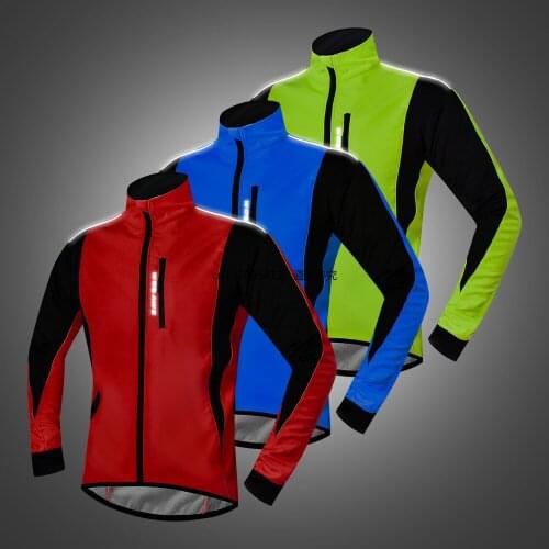 Reflective Winter Cycling Jacket Fleece Warm Bike Jersey Windproof Waterproof MTB Road Bike Clothing Soft shell Coat