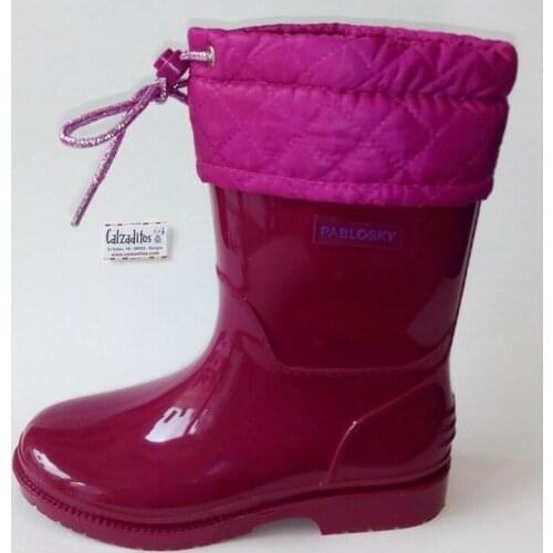 Water boots acharoladas in magenta with collar for girl of Pablosky