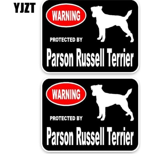 YJZT 15*11.4CM 2X Parson Russell Terrier Dog Hipster Cartoon Animal PVC Car Sticker C1-4566