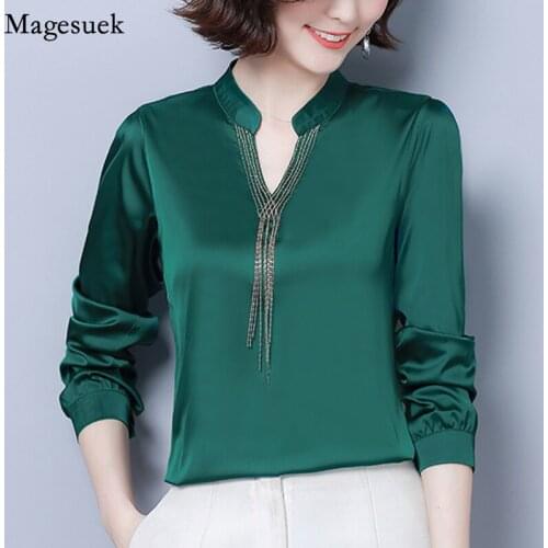 Autumn Plus Size Blouse Women 2021 Long Sleeve V-neck Pullover Elegant White Blouse Women Solid Casual Womens Shirts Blusas 5109