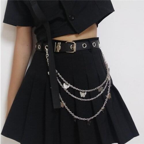 Womens Chain New Belt Drawer Eyelet Belt Women Butterfly Fashion Hip Hop Waist Accessory Punk Skirt Accessories