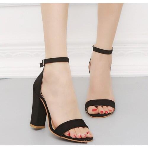 2020 Ankle Strap Heels Women Sandals Summer Shoes Women Open Toe Chunky High Heels Party Dress Sandals Big Size 42