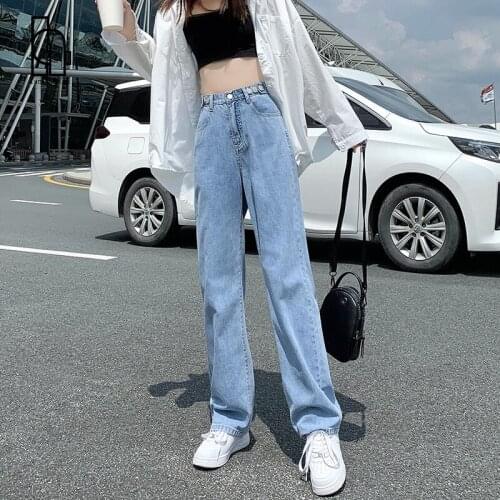 Woman Jeans High Waist Clothes Wide Leg Denim Clothing Blue Streetwear Vintage Quality 2021 Fashion Harajuku Straight Pants