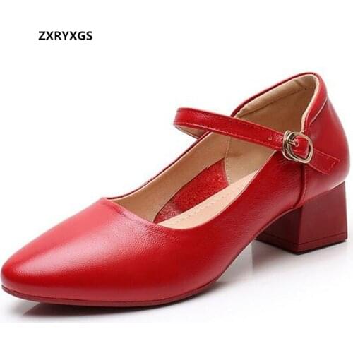 2021 New Spring Pointed Red Wedding Shoes Top Cowhide Women Leather Shoes High Heels Black Beige Dance Shoes Woman Trendy Shoes