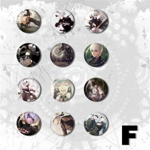ZXFJXR Game 12pcs 58MM NieR Automata DLC version YoRHa Backpack Badge Brooch Wapenschild Brooch Round Badges Stemma Icons