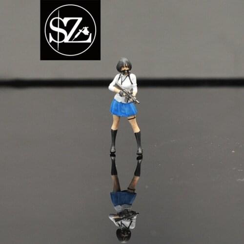 1:64 Scale Series Fighting Girl Doll With Gun Car Scene Character Doll Figure Vehicle Model Accessories Toy Parts Gift Ornaments