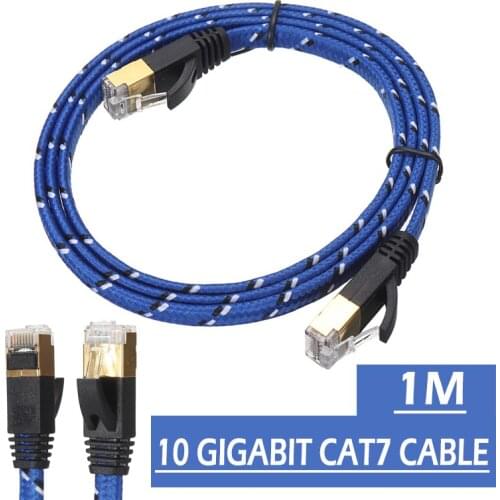 1M Double Shielded Computer Router Ethernet Cable RJ45 Cat7 Lan Connector Network Flat Cables For Desktop Laptop