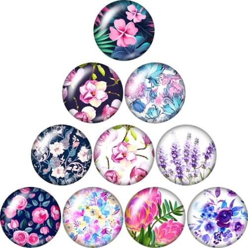 New Beauty flowers patterns simple 10pcs 12mm/16mm/18mm/25mm Round photo glass cabochon demo flat back Making findings