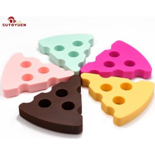 Sutoyuen 10PCS BPA Free Silicone Cheese Teething Pendants Silicone Baby Teethers Toys Cheese Pacifier For DIY Teething Jewelry