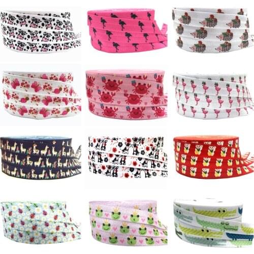 10Yards 16mm Cute animal Fold over Elastic bands Baby Headband DIY FOE Girls Hair ties Hair Accessories Craft Supply