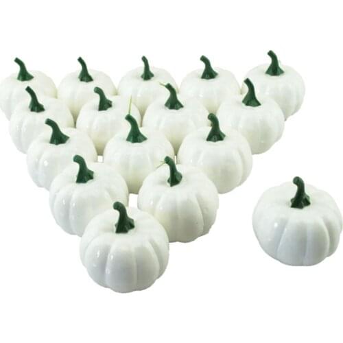 16pcs Harvest White Artificial Small Pumpkins Simulation Vegetables for Halloween Thanksgiving Home Kitchen Outdoor Decorations