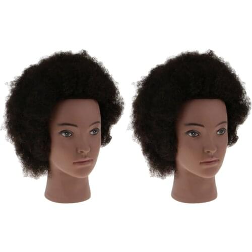 2pcs Afro Training Practice Head Styling Mannequin Manikin Head With Clamp Set