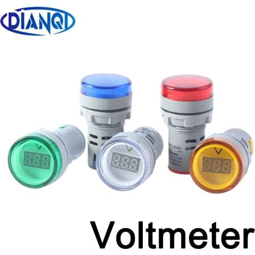 22mm LED Digital Display Voltage Meter Indicator Signal Lamp Voltmeter Lights Tester Measuring Range 60-500V AC