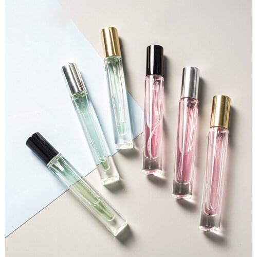 5pcs 10ml The New Rectangular Round Screw Mouth Crystal Perfume Sub-bottle Cosmetic Glass Colorless Transparent Container