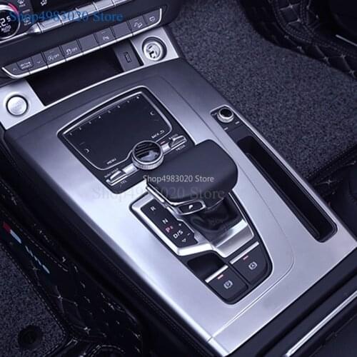 Abs chrome/Carbon fiber Car Styling For Audi Q5 2017-2019 2020 Gear Shift Panel Cover Decoration Stickers Auto Accessories